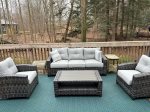 Huge deck is great for hanging out, relaxing, and enjoying a meal outside 